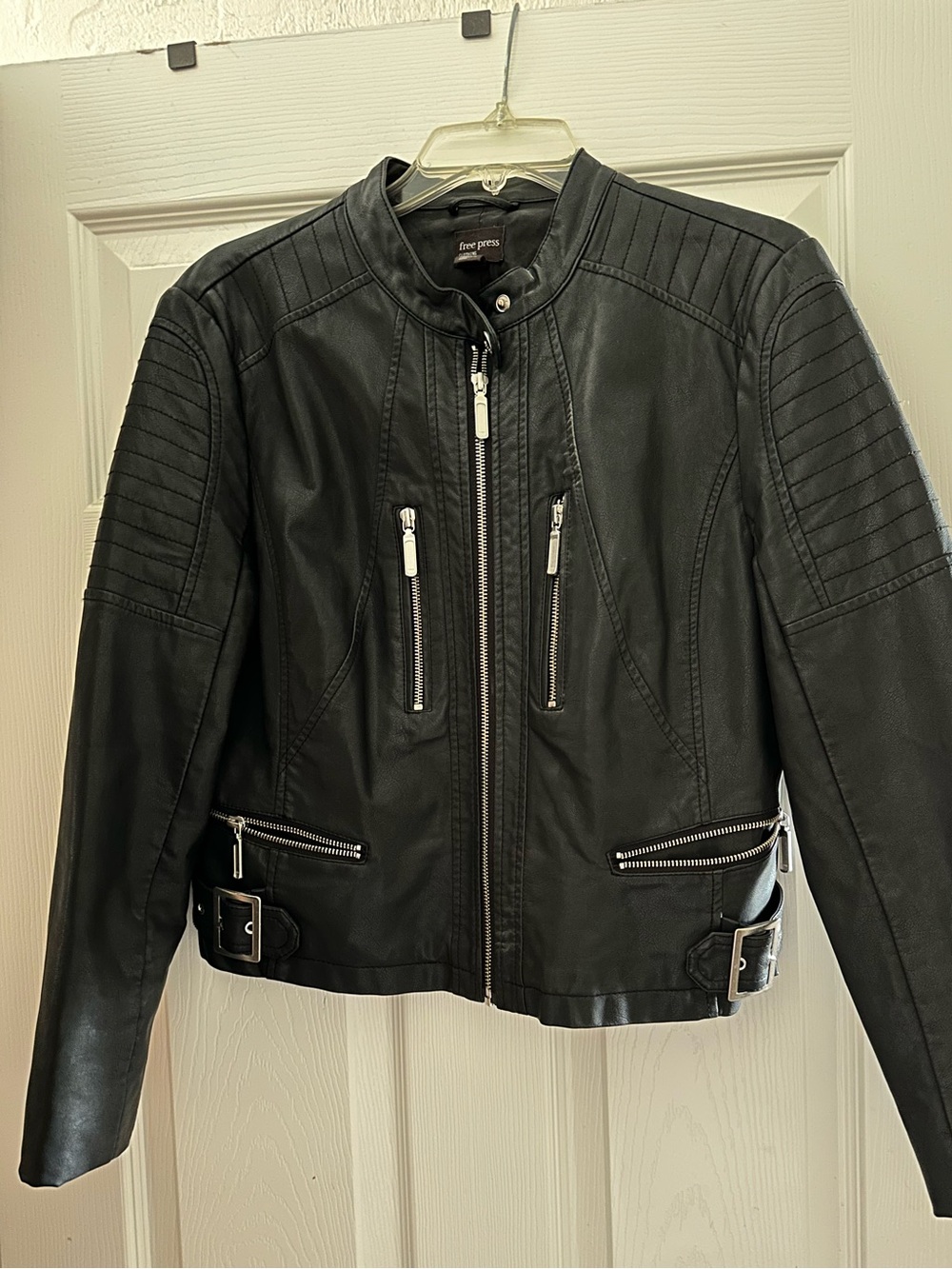 Women’s Free Press Black Faux Leather Moto Jacket